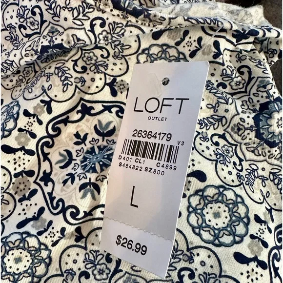 LOFT Outlet Blue White Camisole Tank Top Size L NWT - Picture 6 of 6